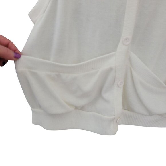 Poetry Sleeveless Button-Front Vest Womens Size L White Pockets - Picture 4 of 4